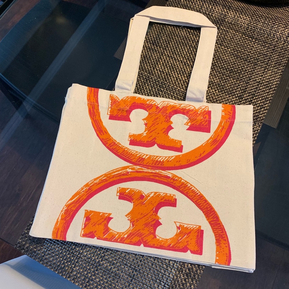 NWOT! Tory Burch Canvas Tote Orange Logo